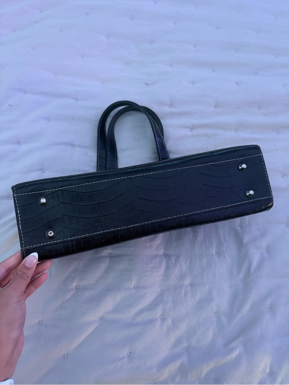 Prada Black Croc-Embossed Leather Shoulder Bag - Picture 8 of 8
